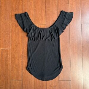 Free‎ People Black Off the Shoulder Ruffle Top